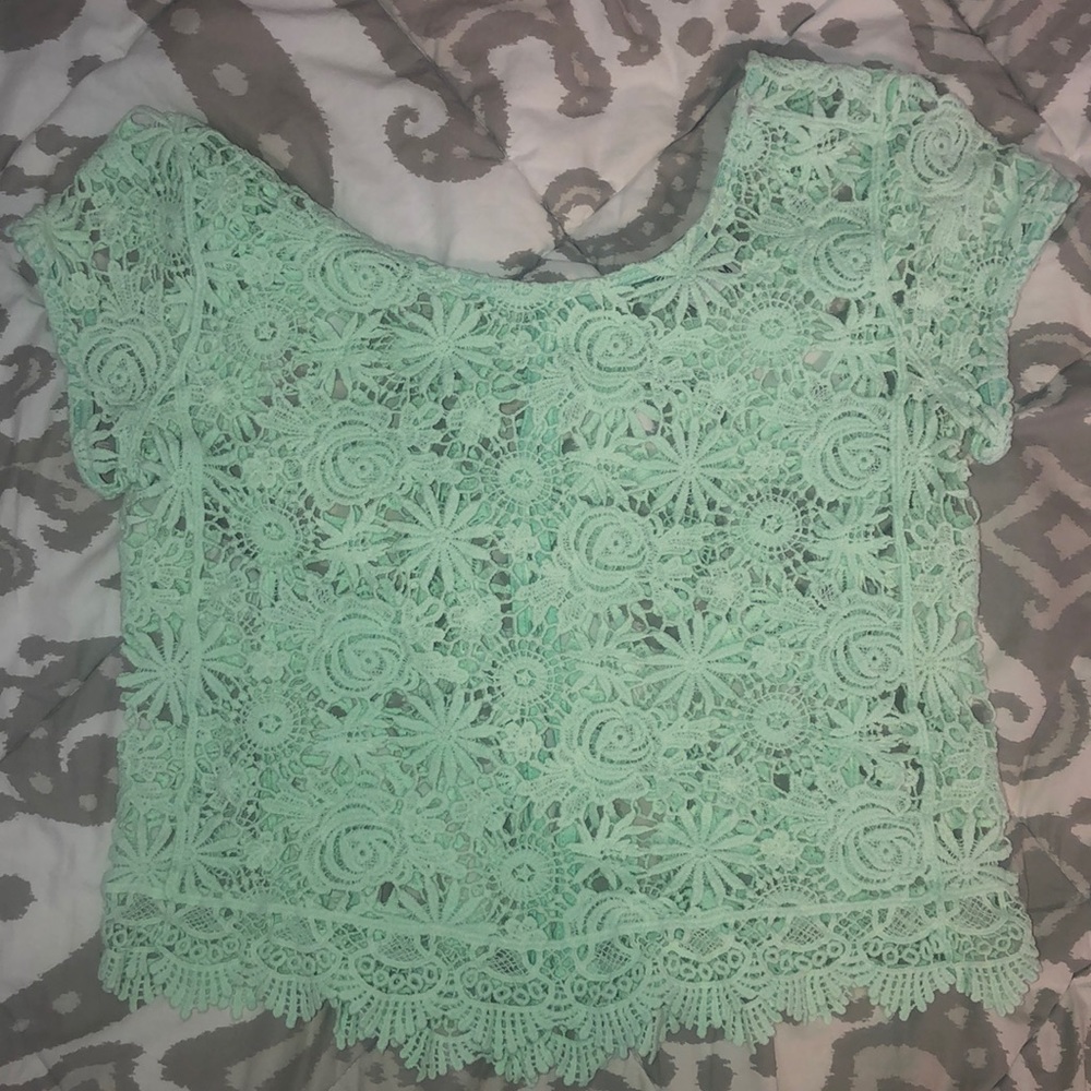 American rag lace cropped T-shirt